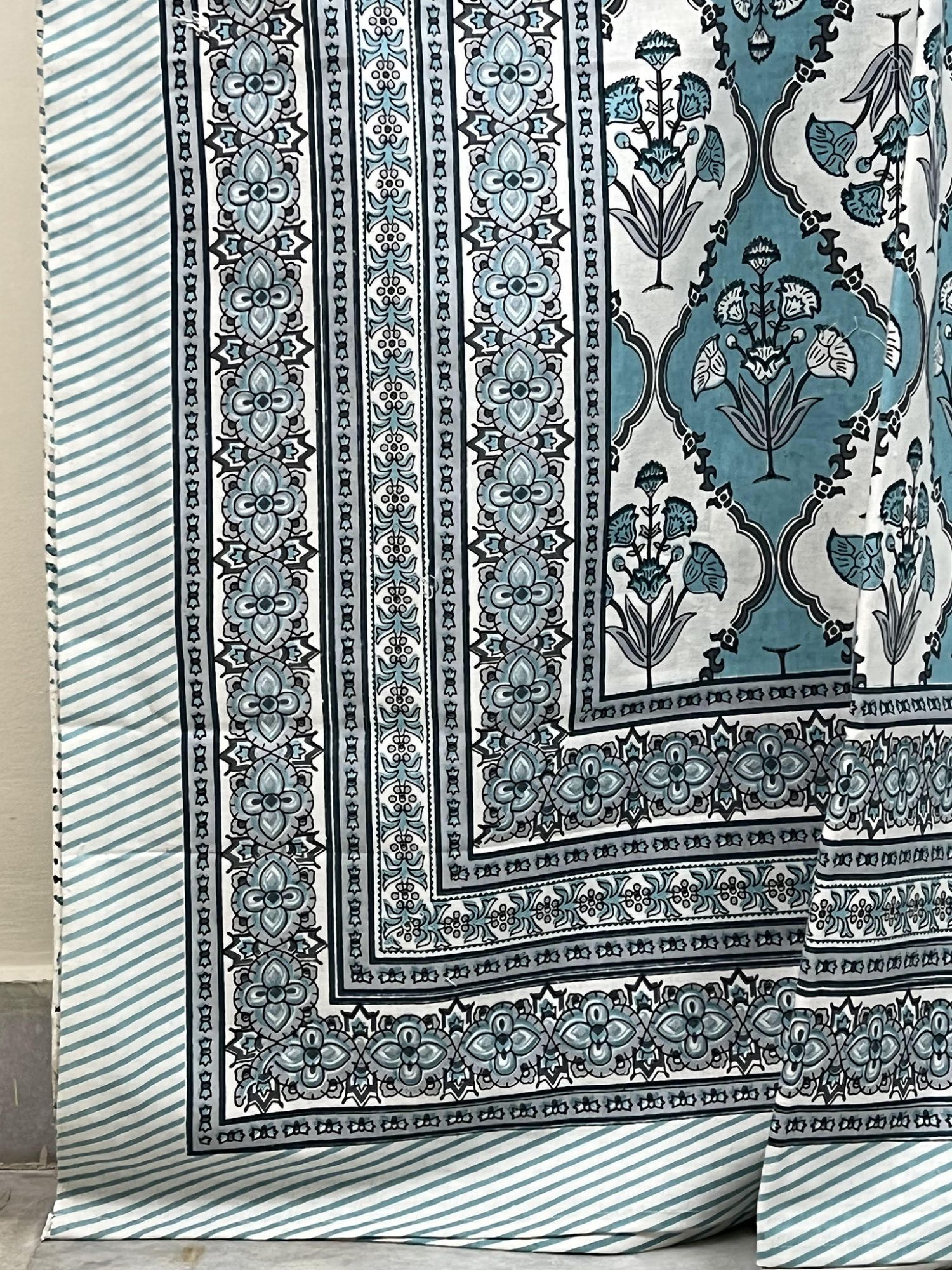 Firdaus Kunar Pure Cotton Handmade Artisanal Super Kingsize Bedsheet