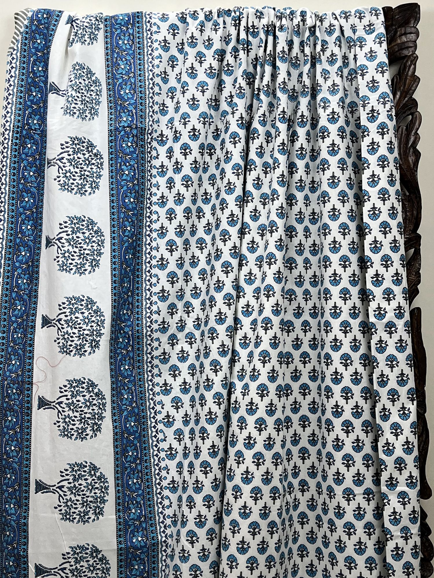 Raahat Nila Pure Cotton Handmade Artisanal Super Kingsize Bedsheet