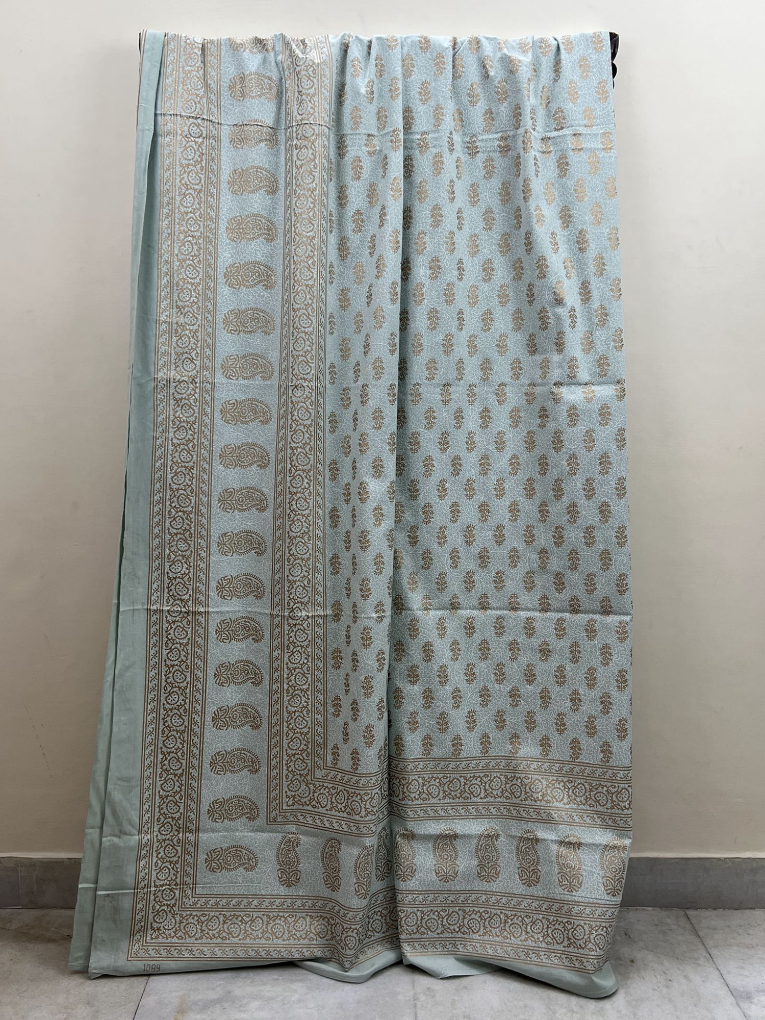 Sitaare Pure Cotton Queen Size Bedsheet Steel Blue Silver