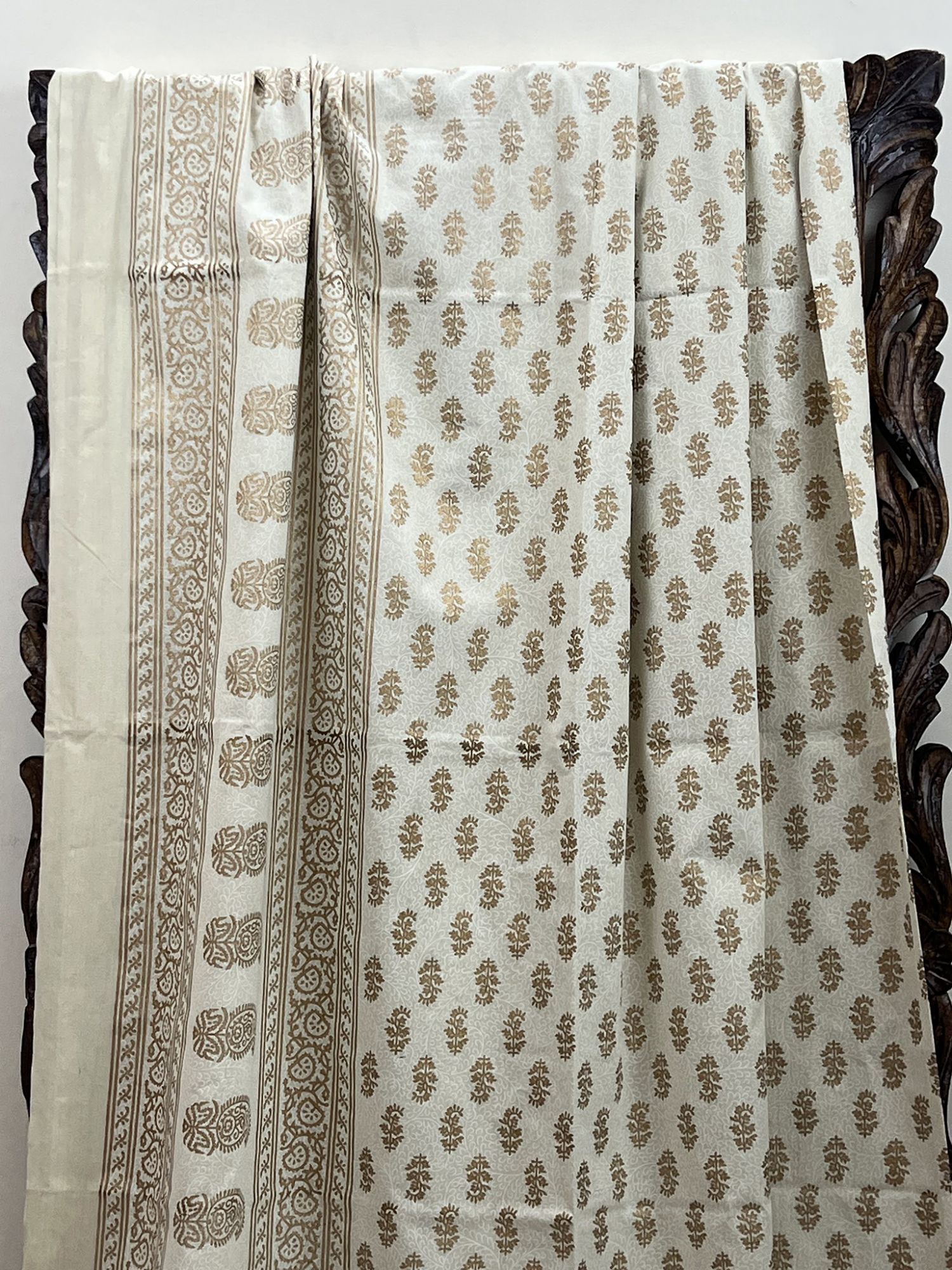 Sitaare Pure Cotton Queen Size Bedsheet Cream Gold