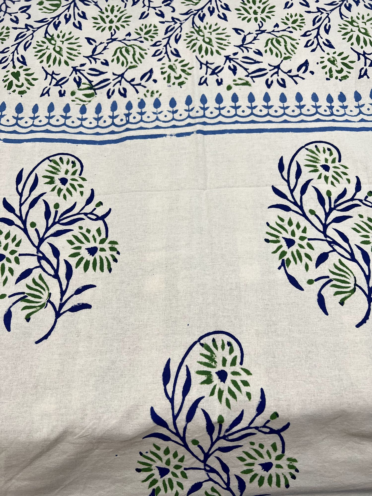 Kabshah Pure Cotton hand block Printed Diwan Set Blue