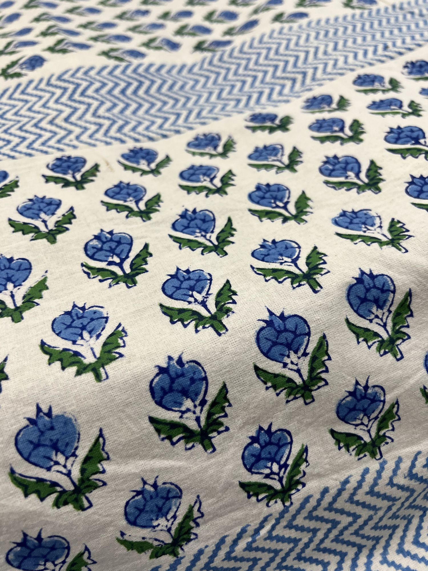 Kabshah Pure Cotton hand block Printed Diwan Set Blue Green