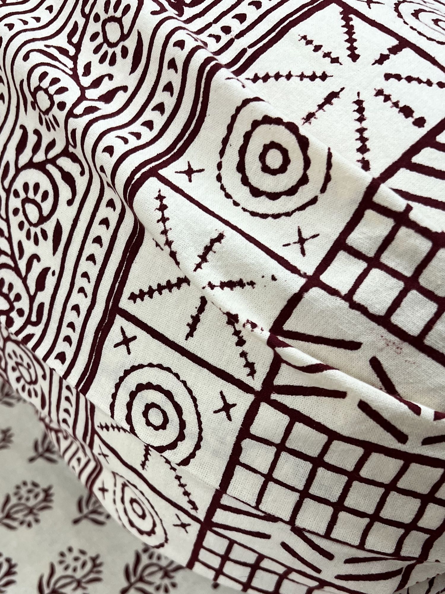 Kabshah Pure Cotton hand block Printed Diwan Set Dark Maroon