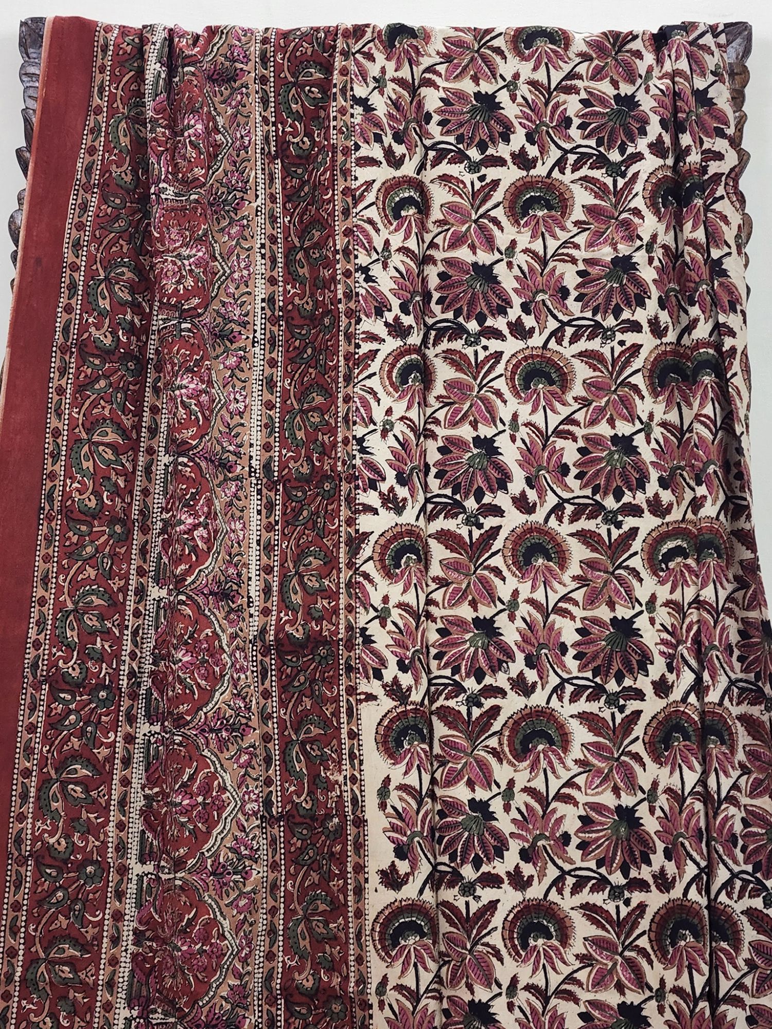 Kashida Abha Pure Cotton Queen Size Bedsheet Bagru