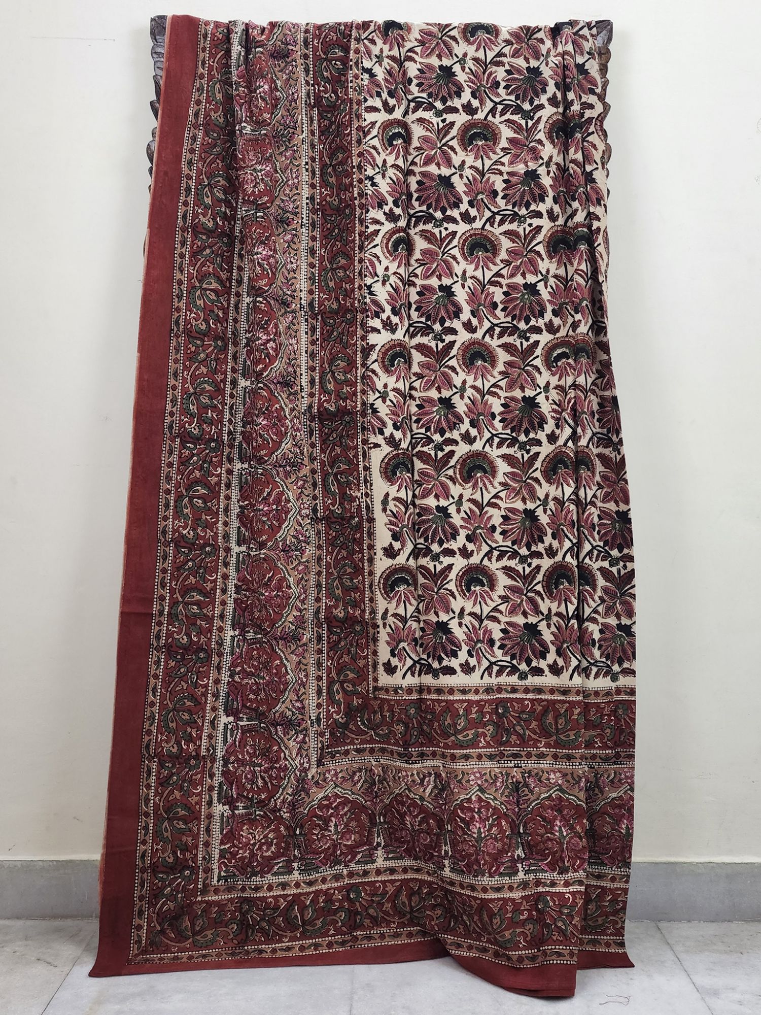 Kashida Abha Pure Cotton Queen Size Bedsheet Bagru