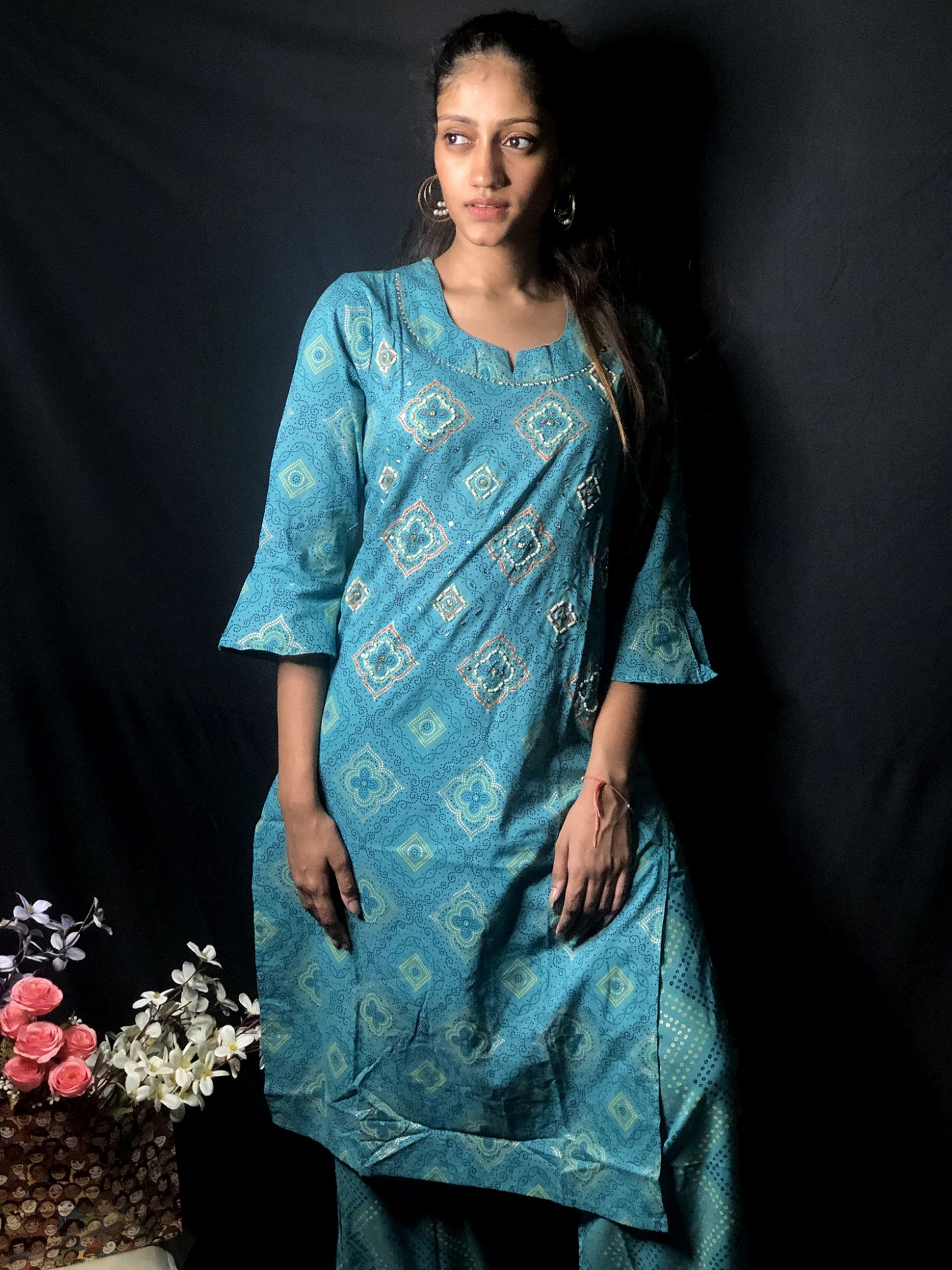 Khairiyat Pure Cotton Embroidered Kurta Pant Set Light Blue