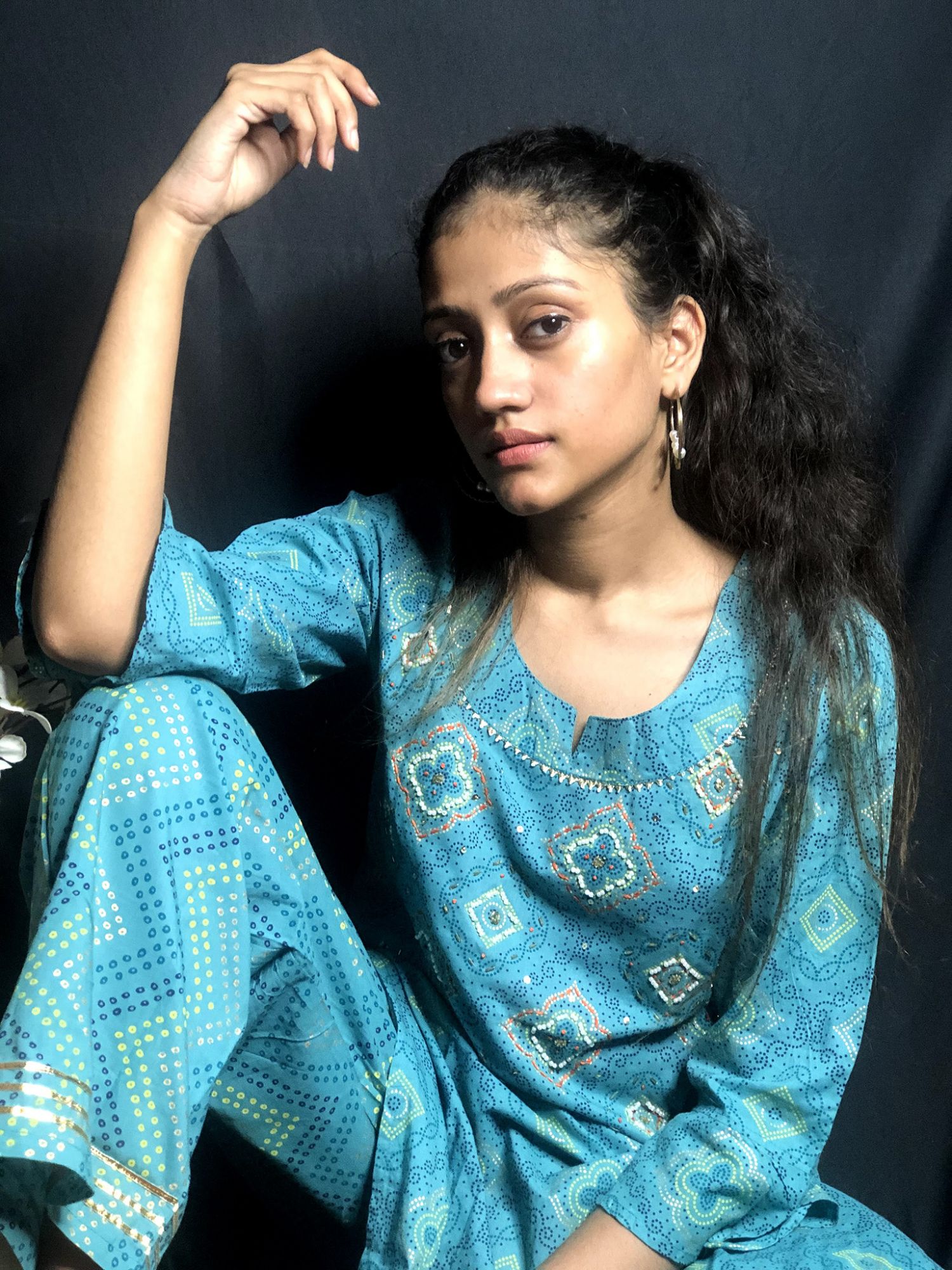 Khairiyat Pure Cotton Embroidered Kurta Pant Set Light Blue