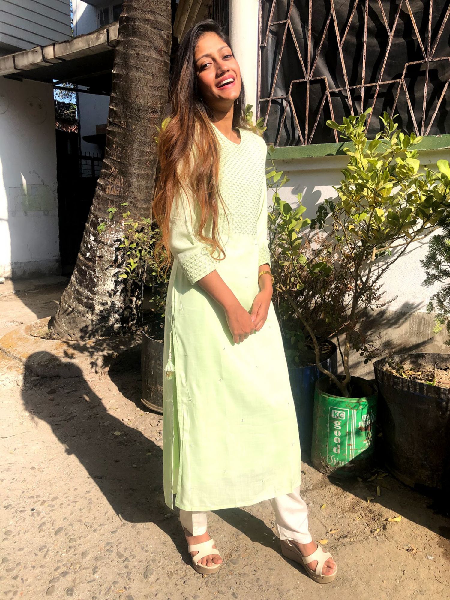 Khairiyat Pure Cotton Embroidered Kurta Pant Set Mint Green