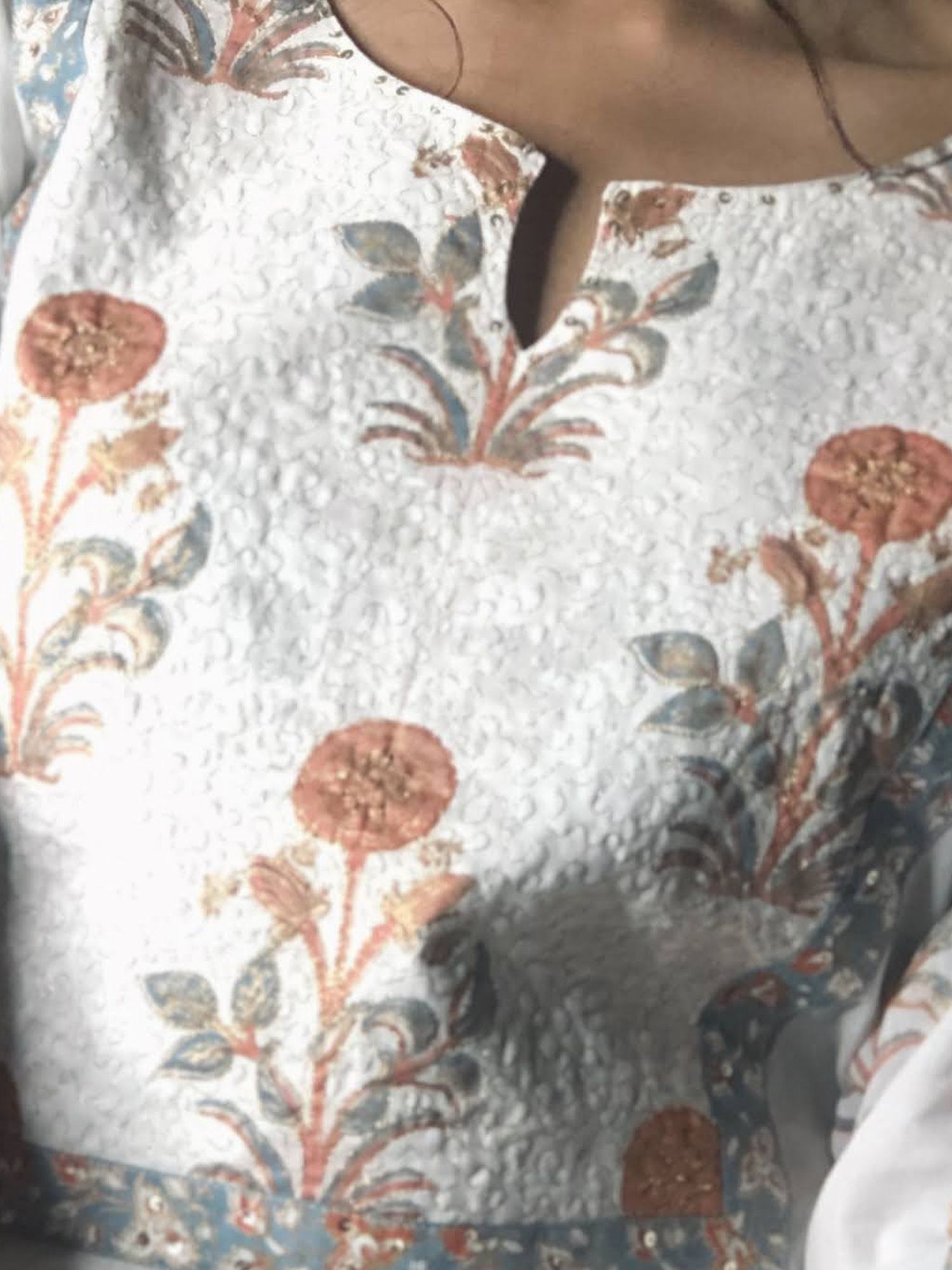 Khairiyat Pure Cotton Embroidered Kurta Sharara Set White Steel Grey