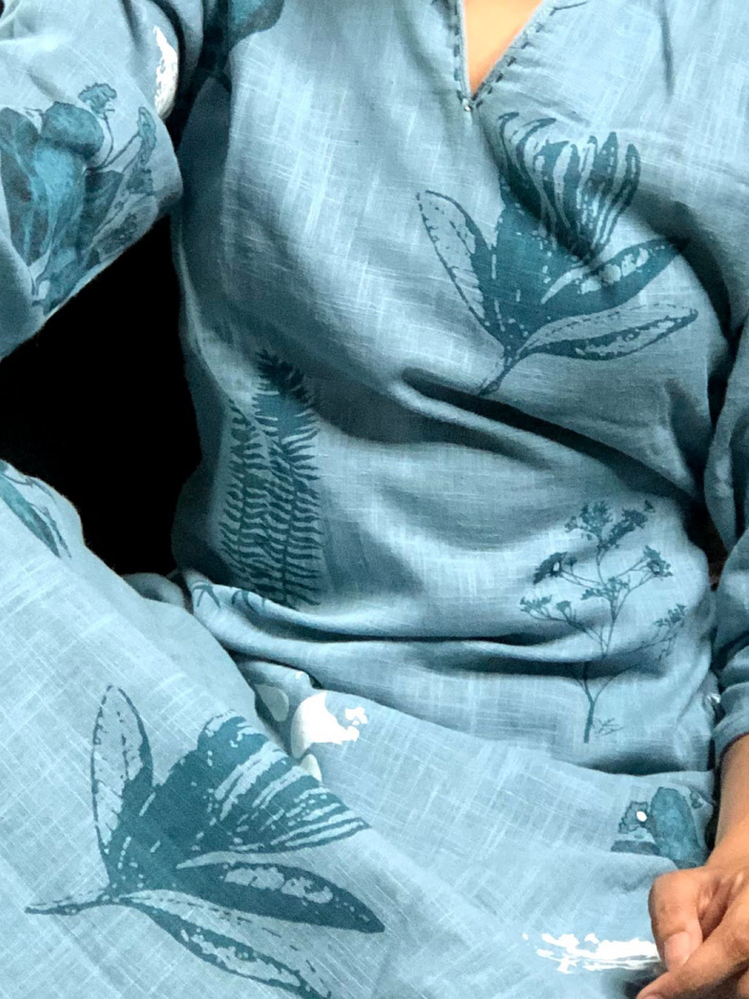 Khairiyat Pure Cotton Kurta Pant Set Cerulean Blue