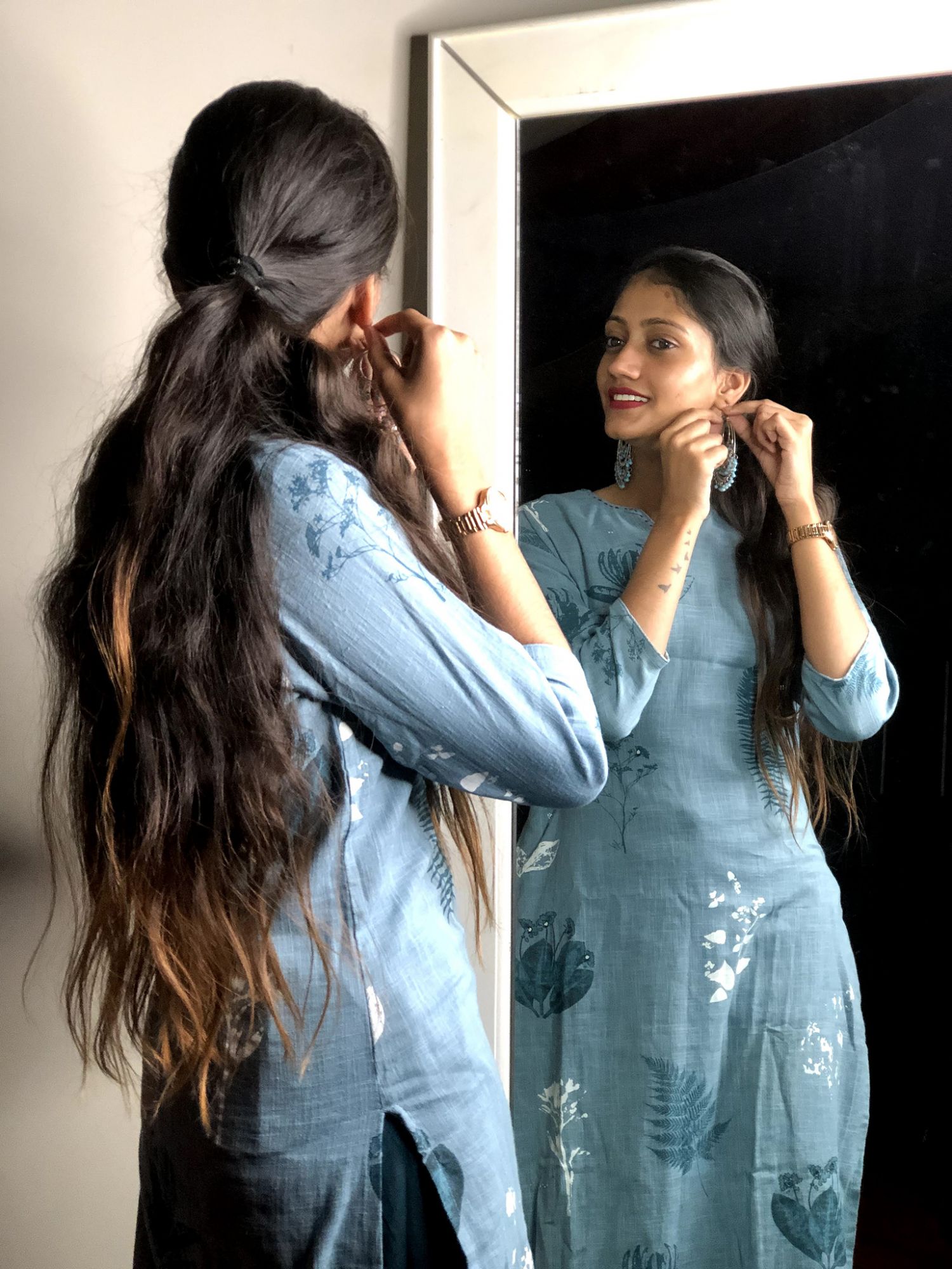 Khairiyat Pure Cotton Kurta Pant Set Cerulean Blue