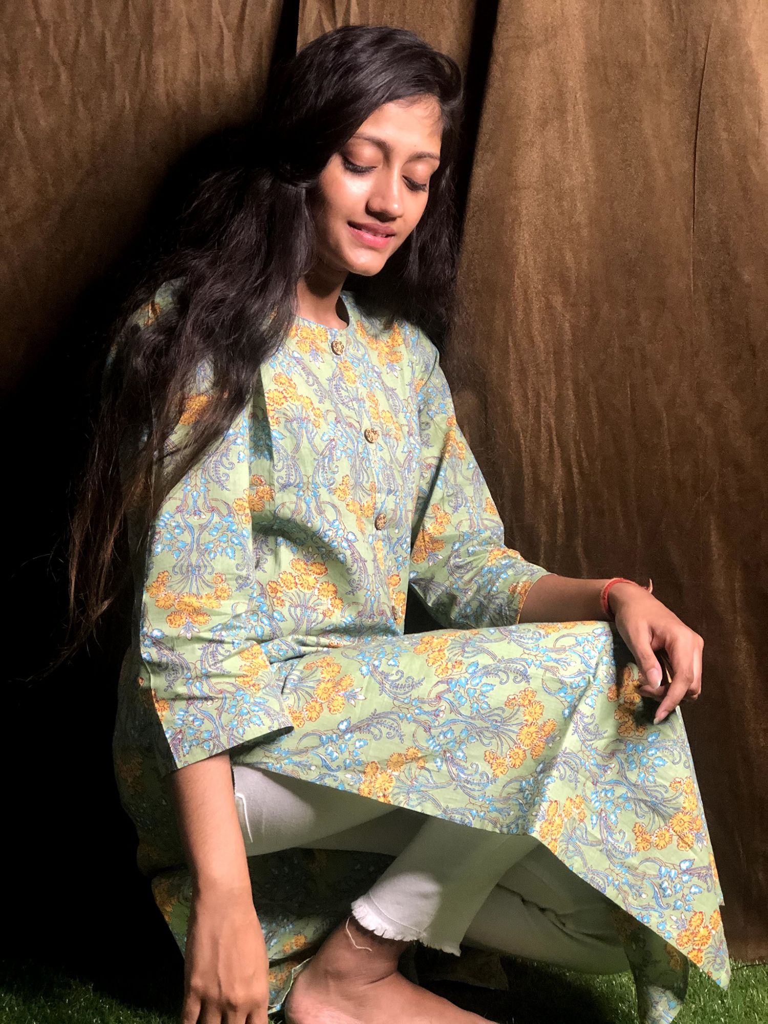 Khairiyat Pure Cotton Kurta Pant Set Light Green