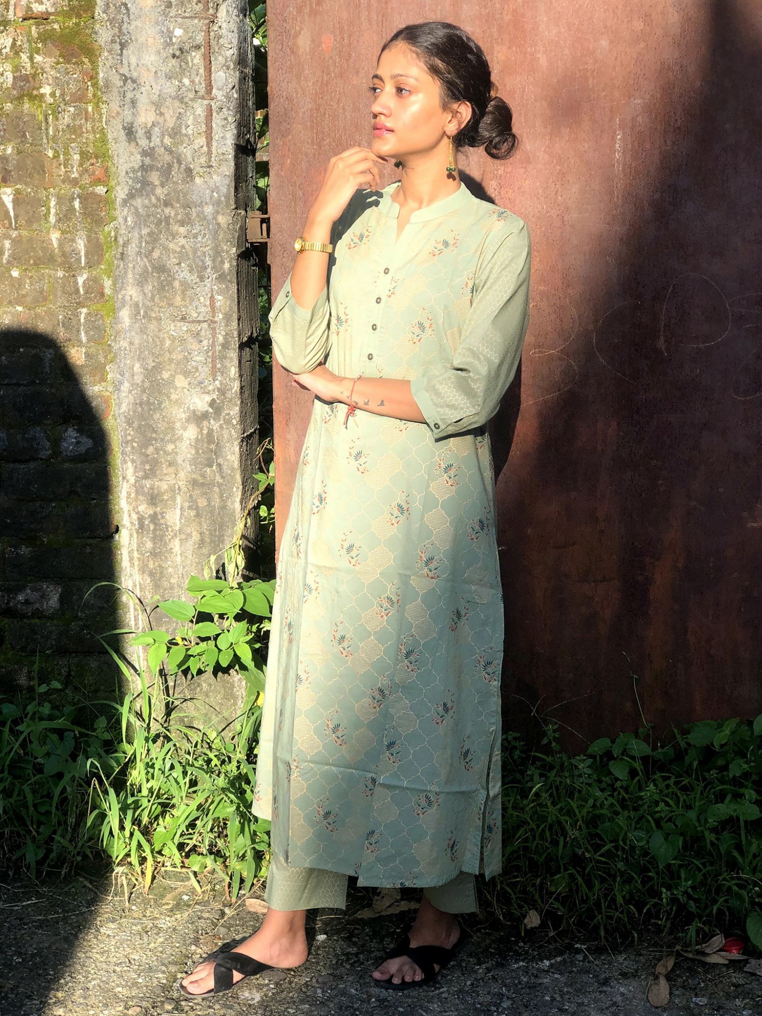 Khairiyat Pure Cotton Kurta Pant Set Pistachio Green