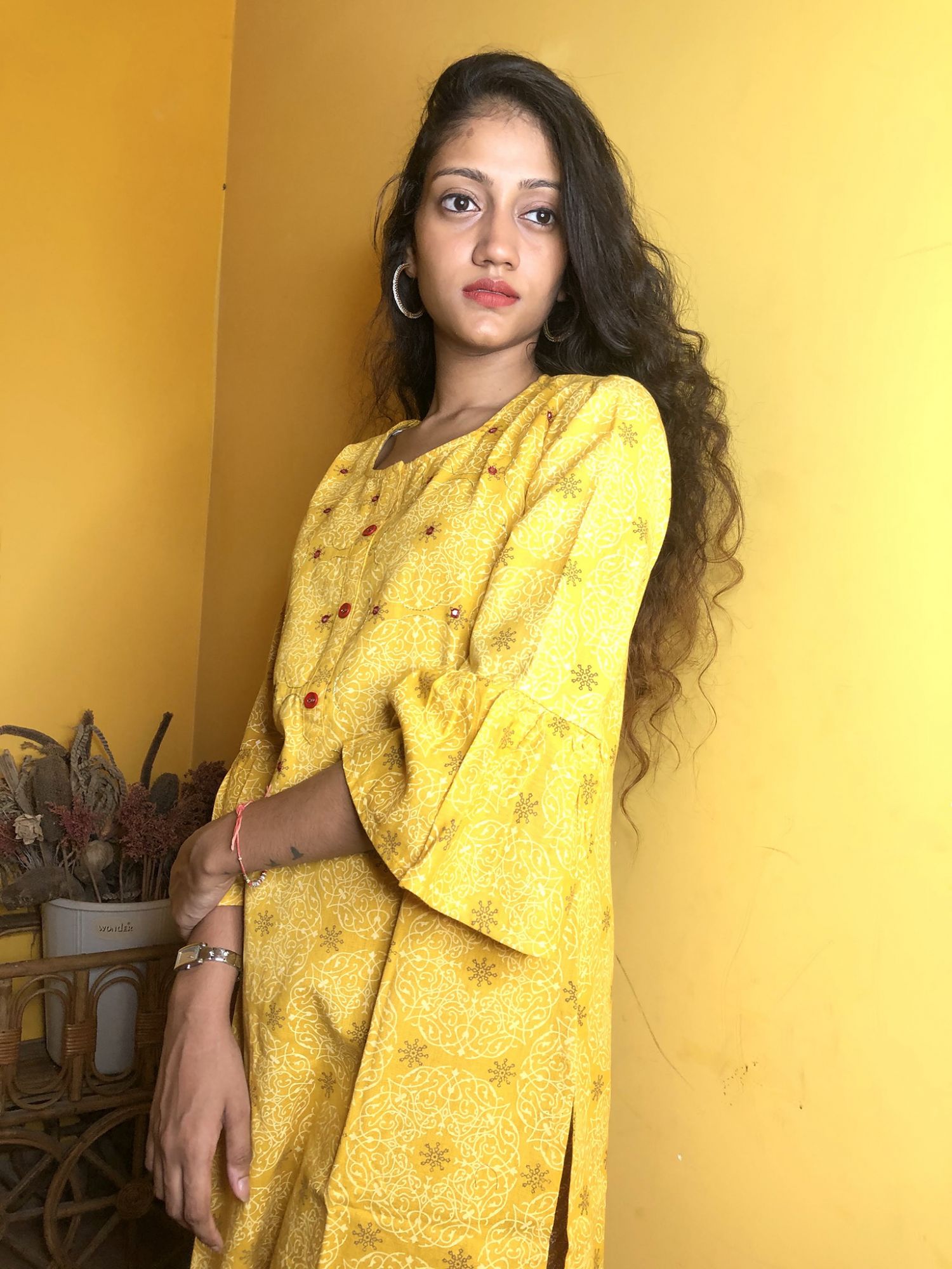 Khairiyat Pure Cotton Kurta Pant Set Yellow Brown