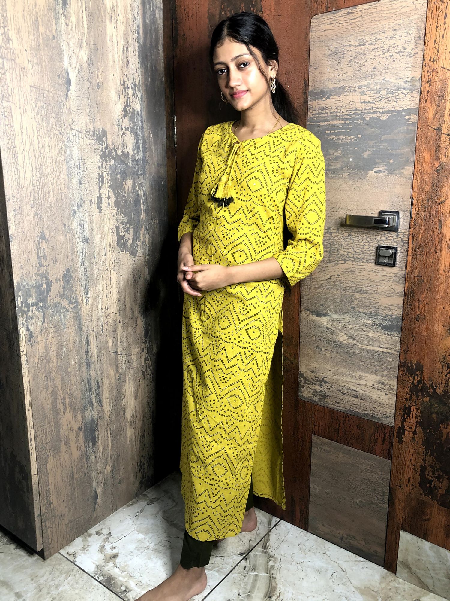 Khairiyat Pure Cotton Kurta Pant Set Yellow Green