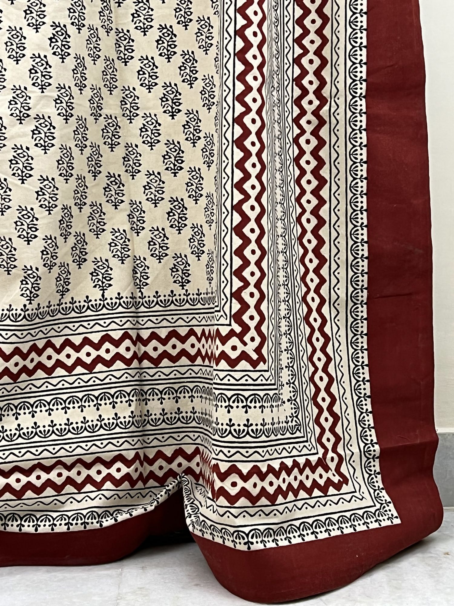 Malhar Pure Cotton Queen Size Bedsheet Bagru