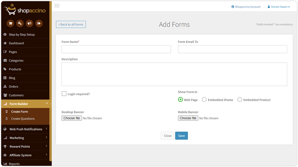 Advanced Form Builder - Shopaccino App Store