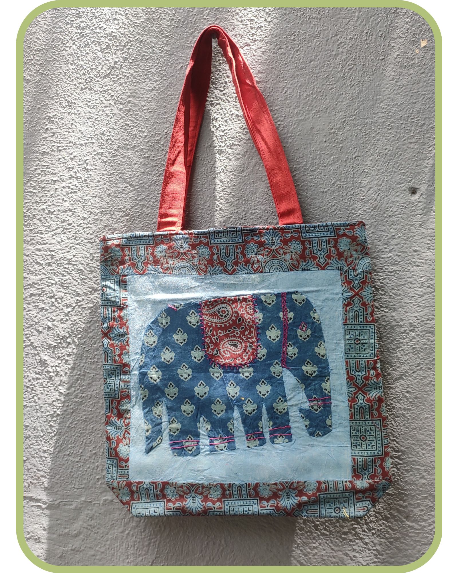 Applique work tote bag