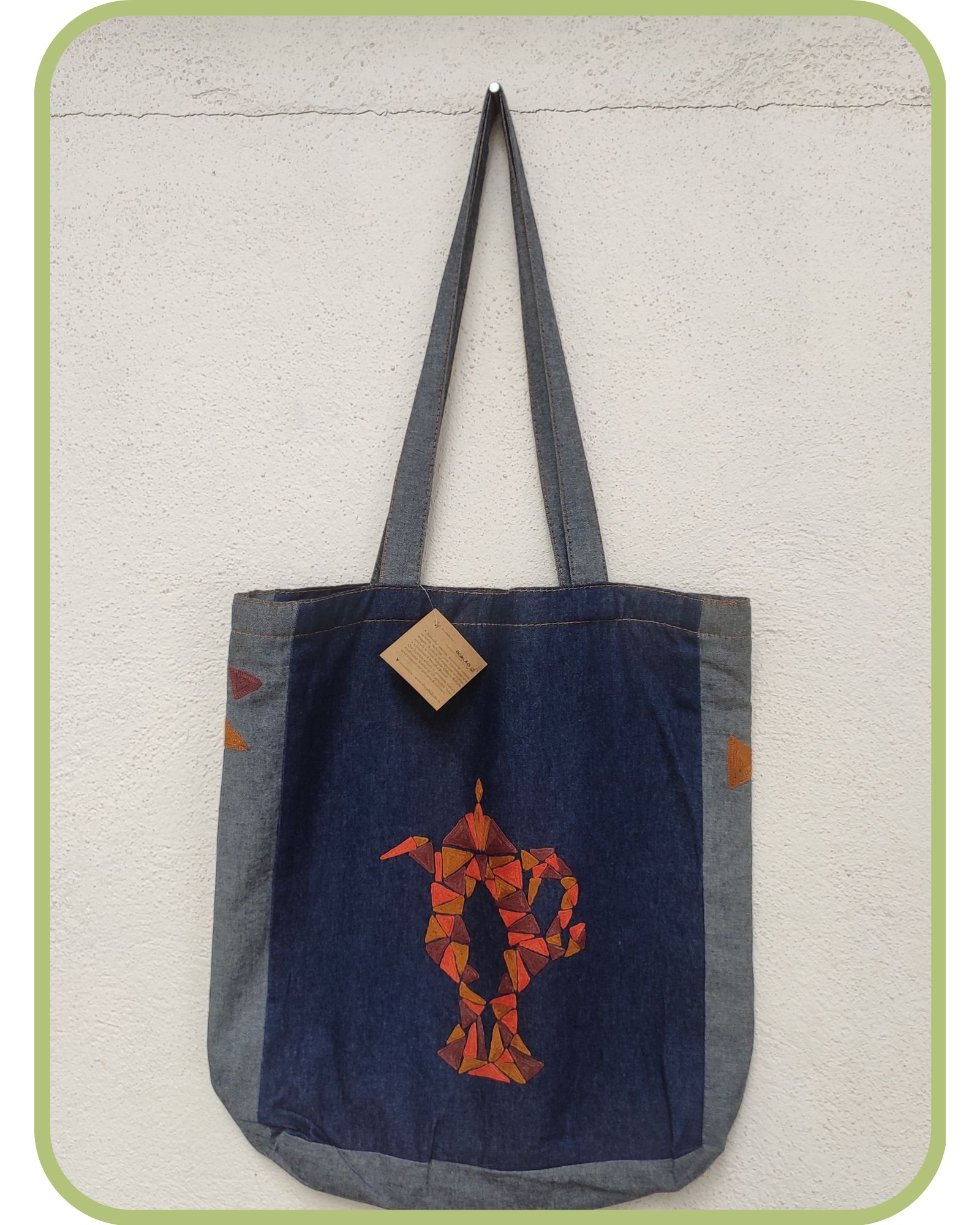 Denim hand bag with embroidery