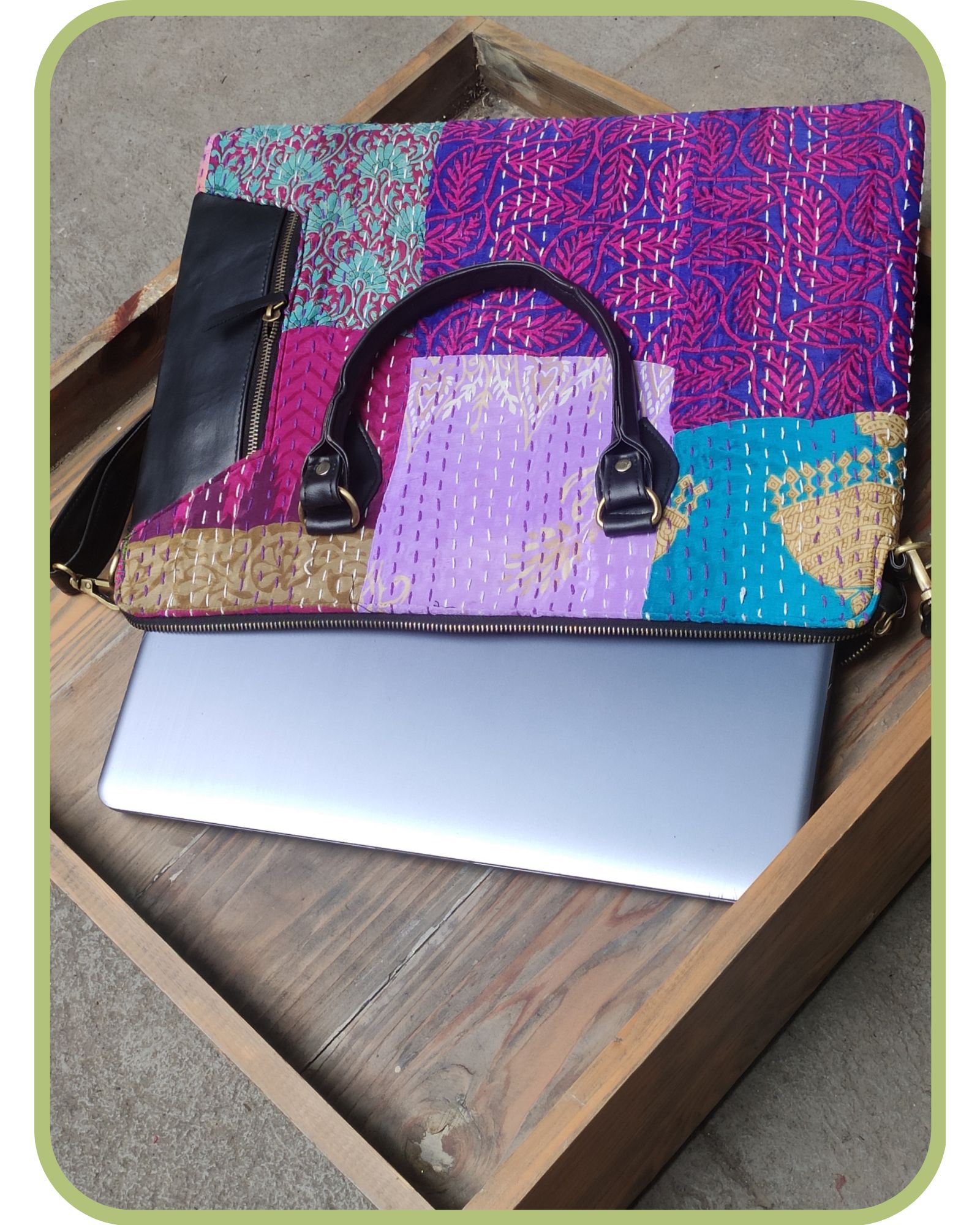 Kantha Embroidery Laptop Bag