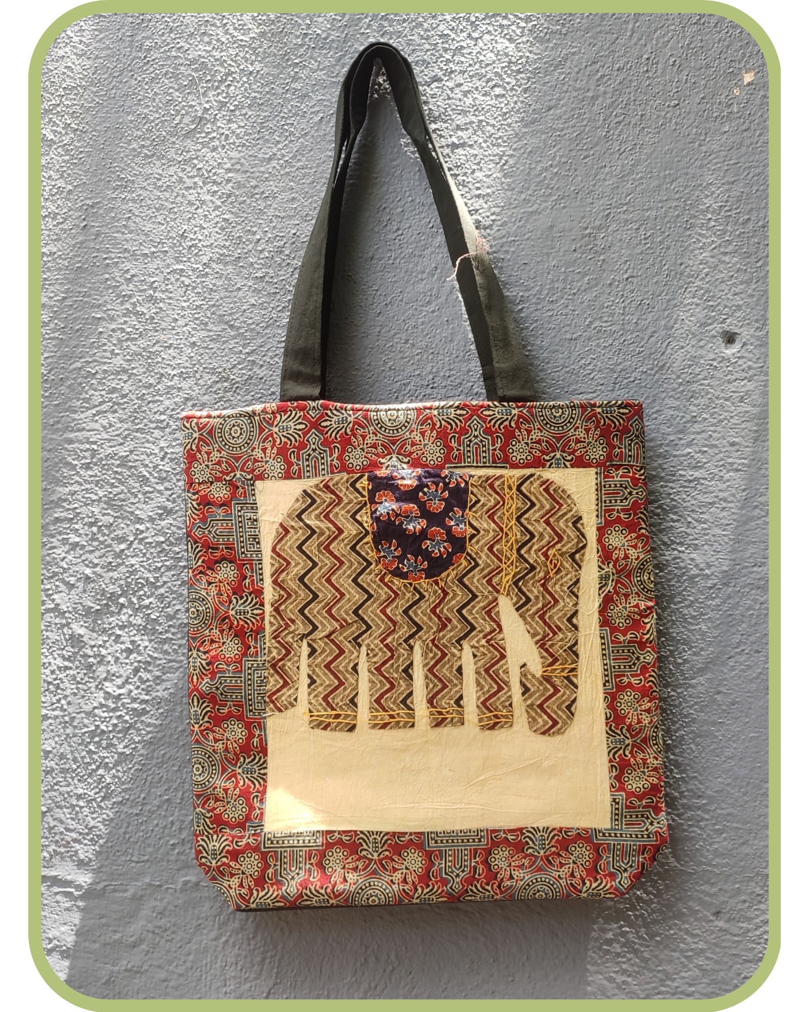 Applique work tote bag