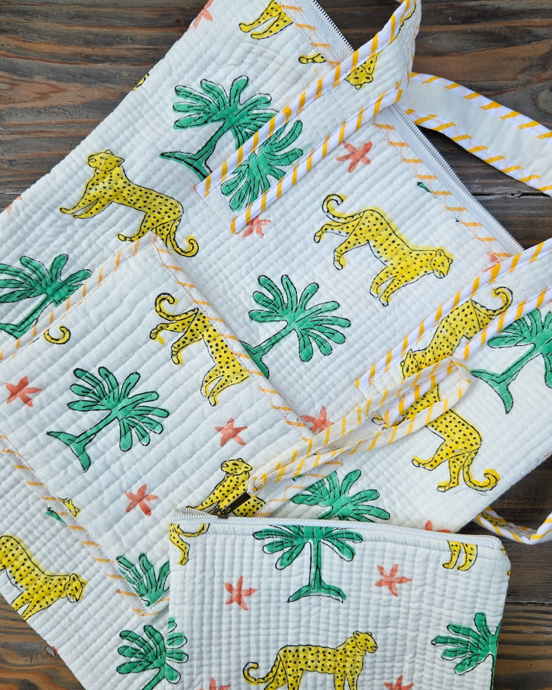 Block printed Quilted tote bag with Pouch - Laptop bag - Multipurpose Bags