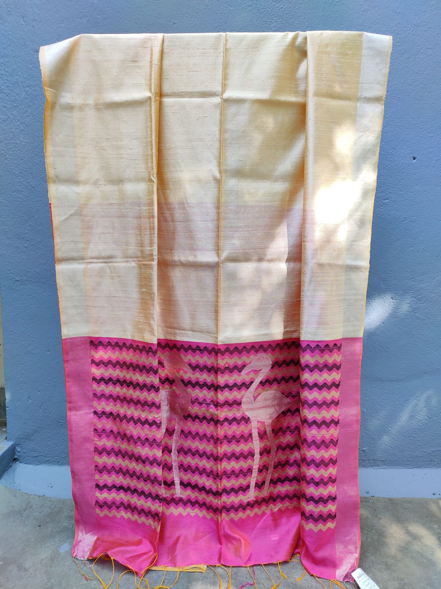 Cream Handloom Silk Saree