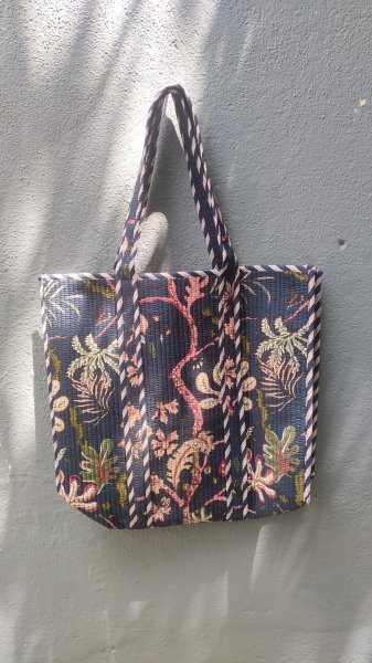 Hand block print quilted bag