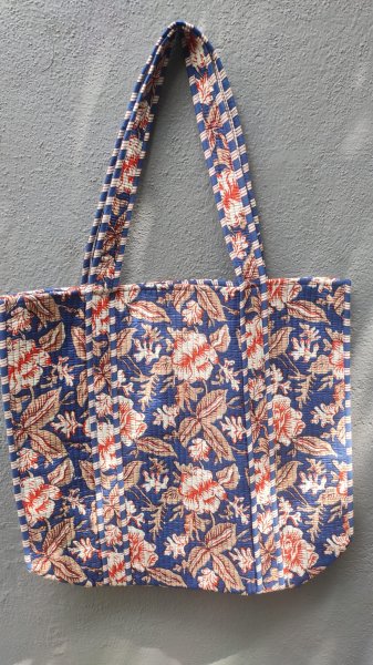 Hand block print quilted bag
