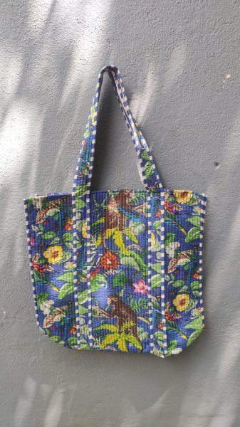 Hand block print quilted bag