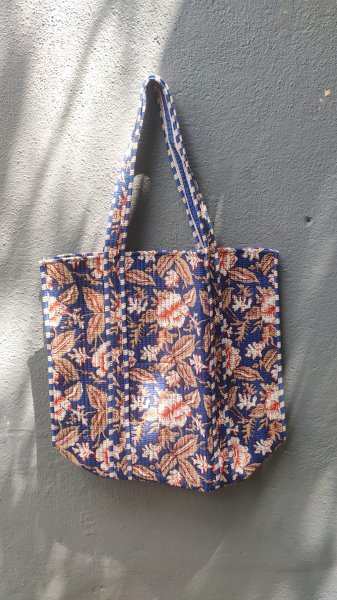 Hand block print quilted bag