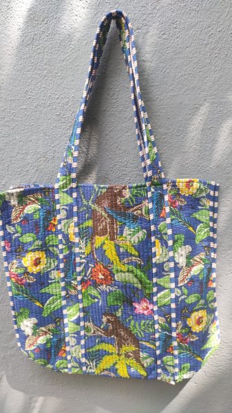 Hand block print quilted bag
