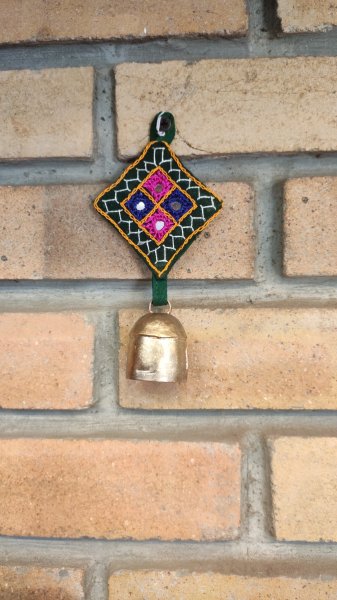Hand made Copper Bell with embroidery