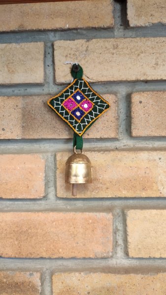 Hand made Copper Bell with embroidery