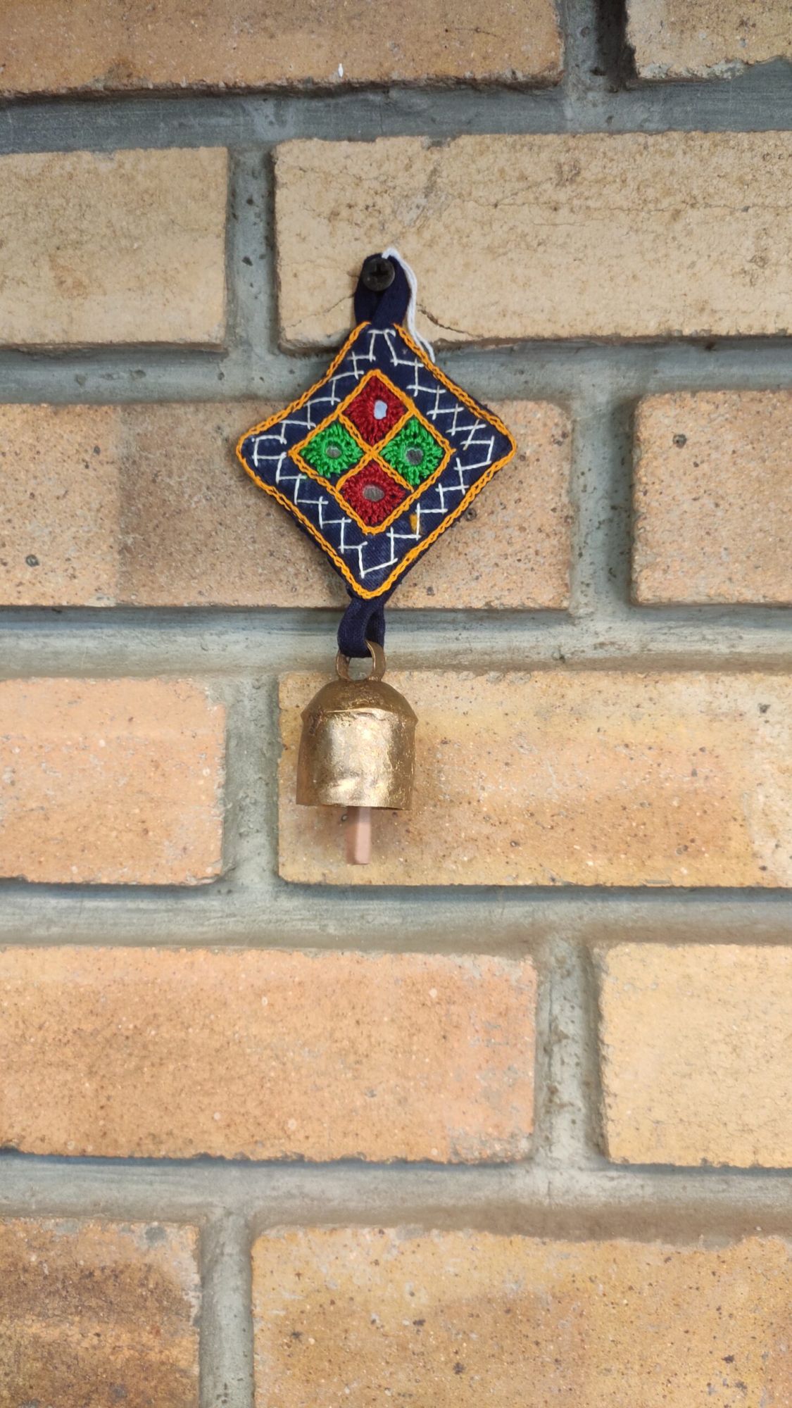 Hand made Copper Bell with embroidery