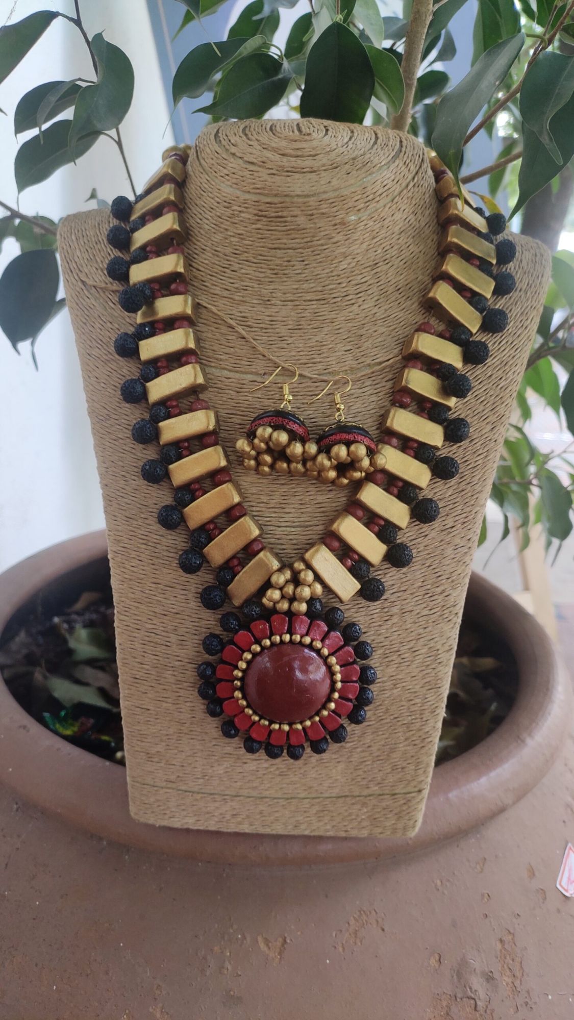 Hand made terracotta Jewellery necklace set