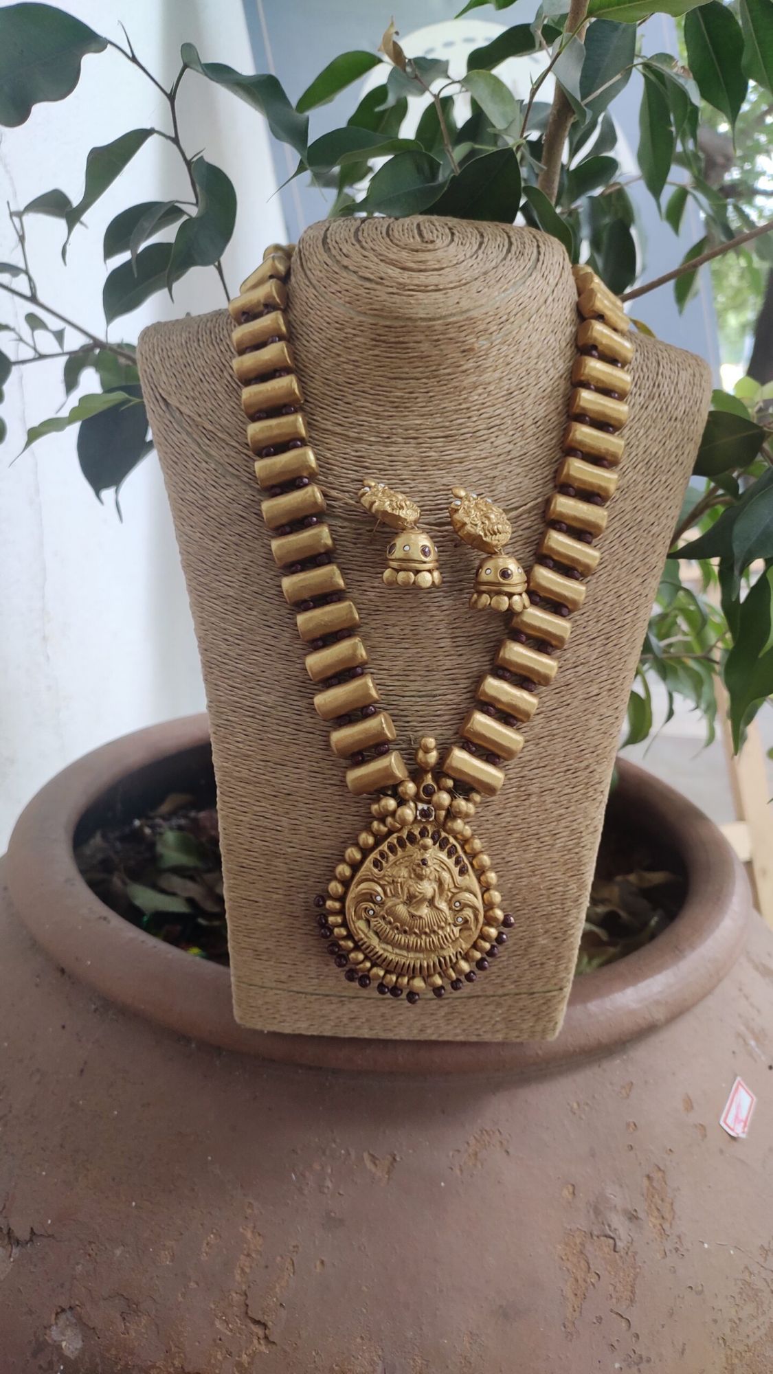 Hand made terracotta Jewellery necklace set