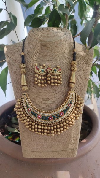 Hand made terracotta Jewellery necklace set