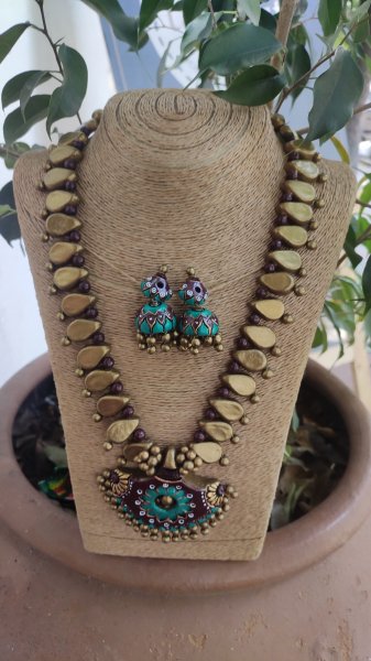 Hand made terracotta Jewellery necklace set