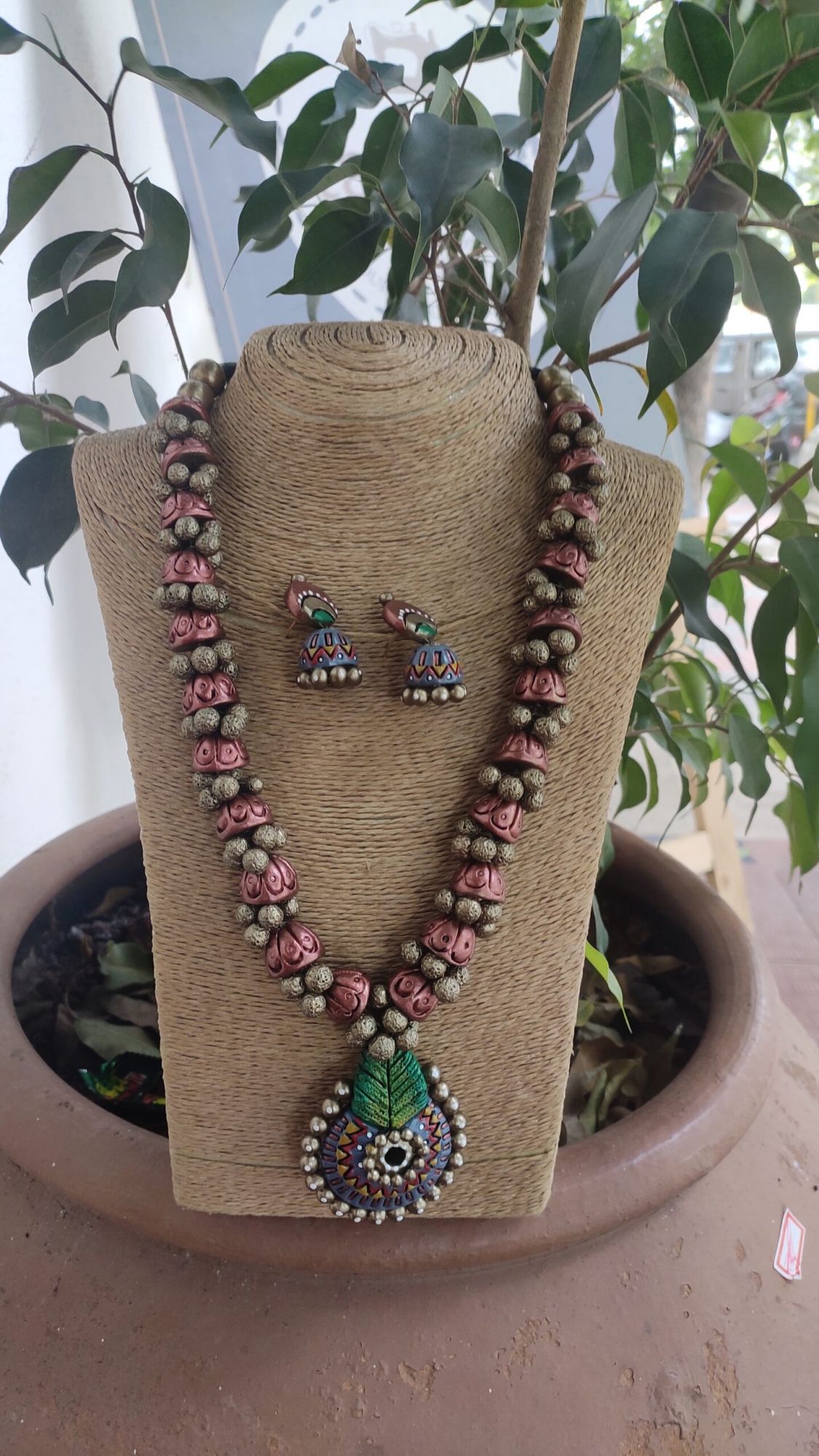 Hand made terracotta Jewellery necklace set