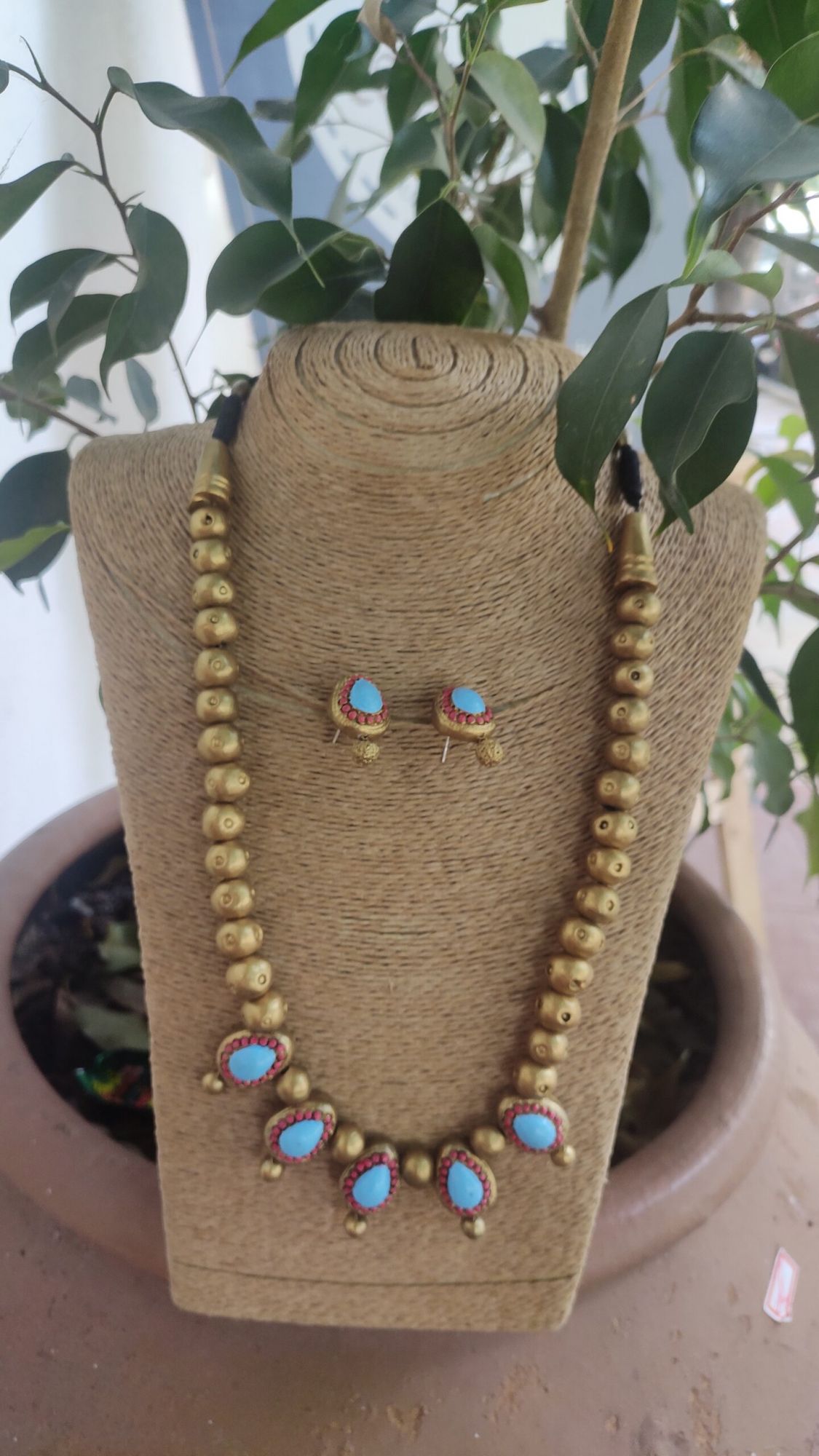 Hand made terracotta Jewellery necklace set