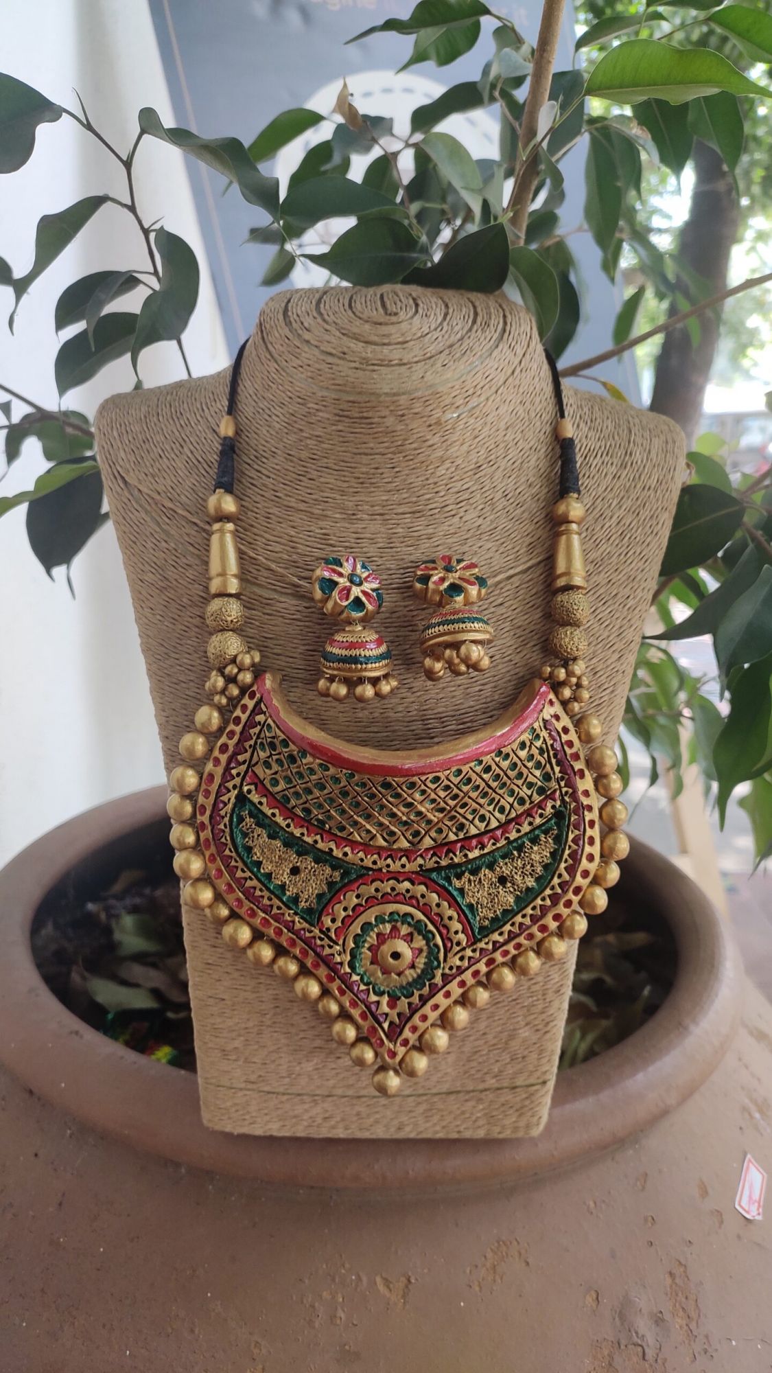 Hand made terracotta Jewellery necklace set