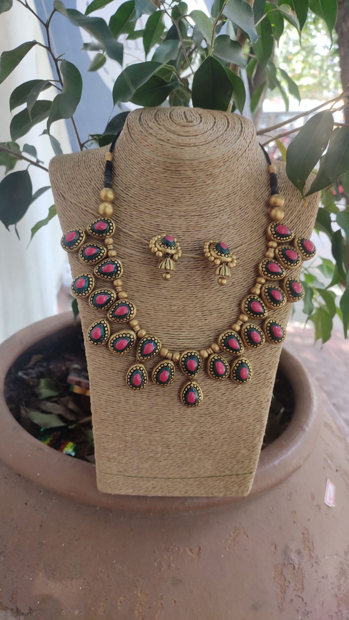 Hand made terracotta Jewellery necklace set