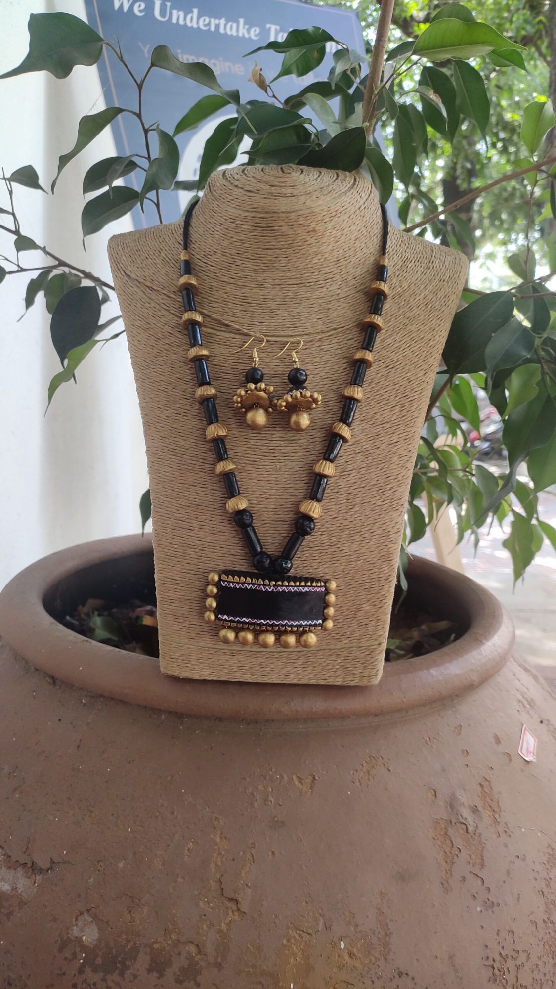 Hand made terracotta Jewellery necklace set