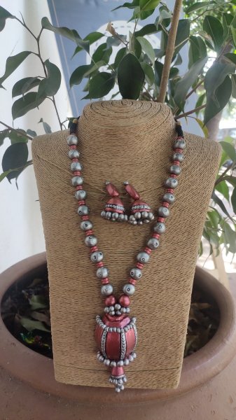 Hand made terracotta Jewellery necklace set