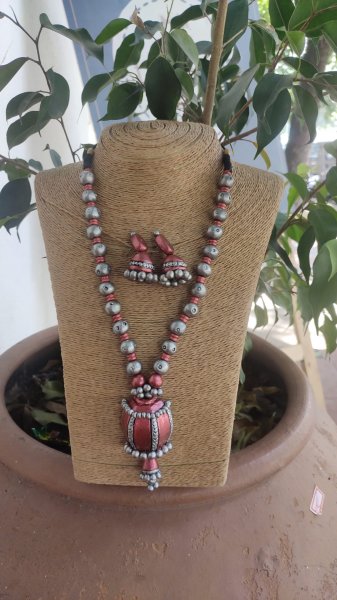 Hand made terracotta Jewellery necklace set