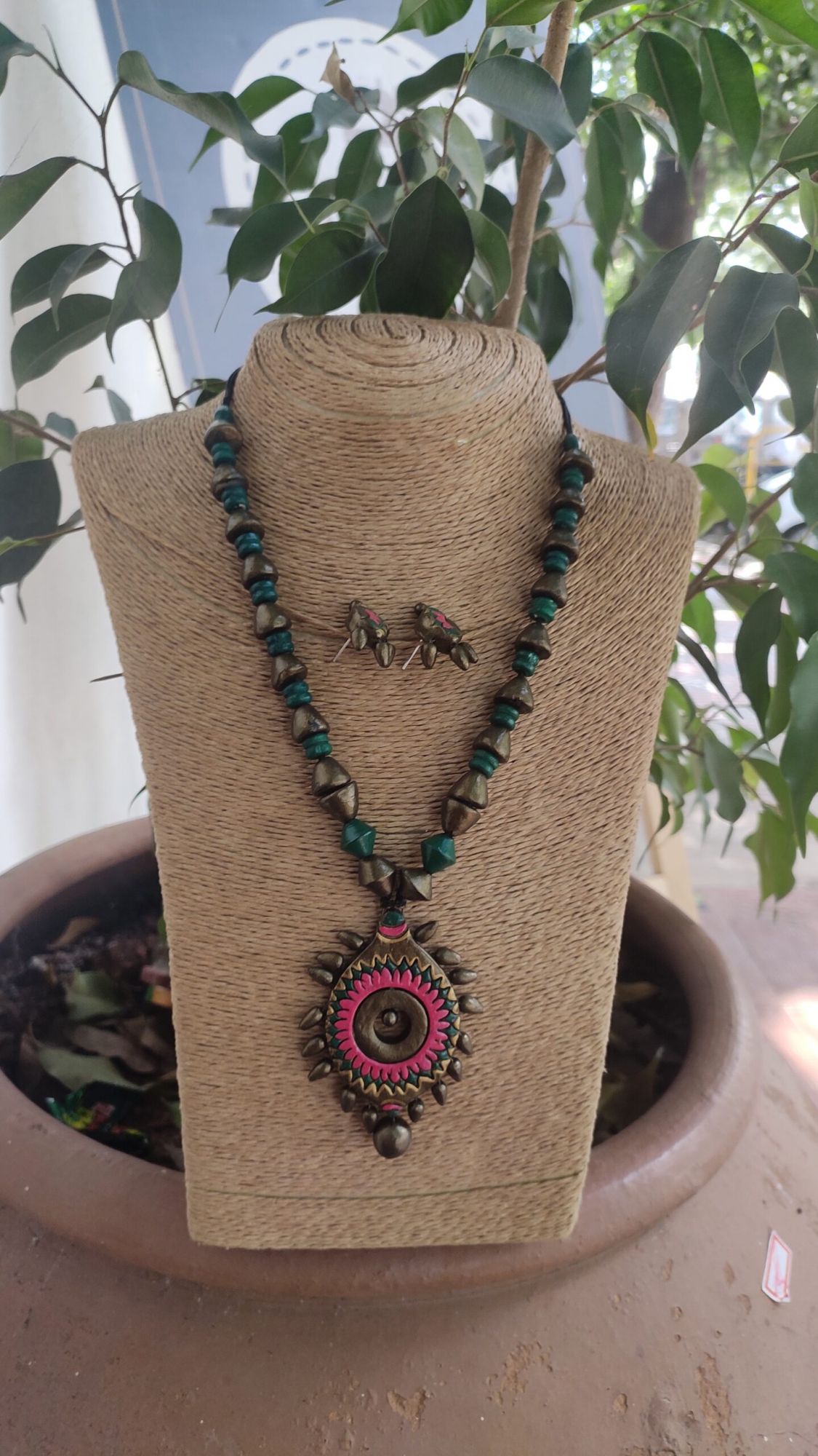 Hand made terracotta Jewellery necklace set