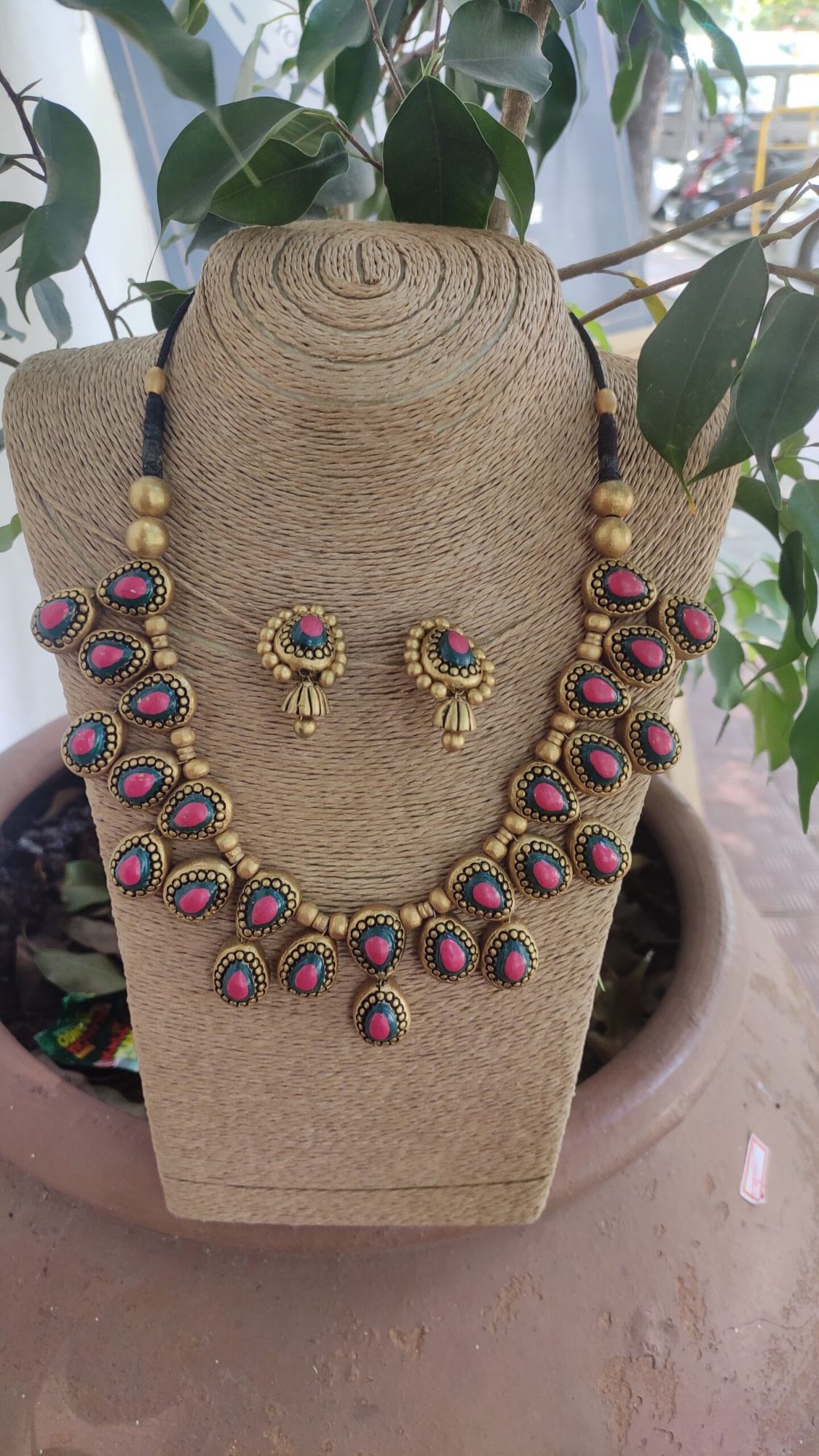 Hand made terracotta Jewellery necklace set