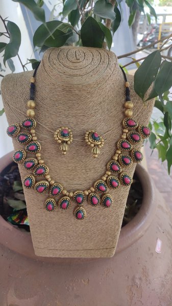Hand made terracotta Jewellery necklace set