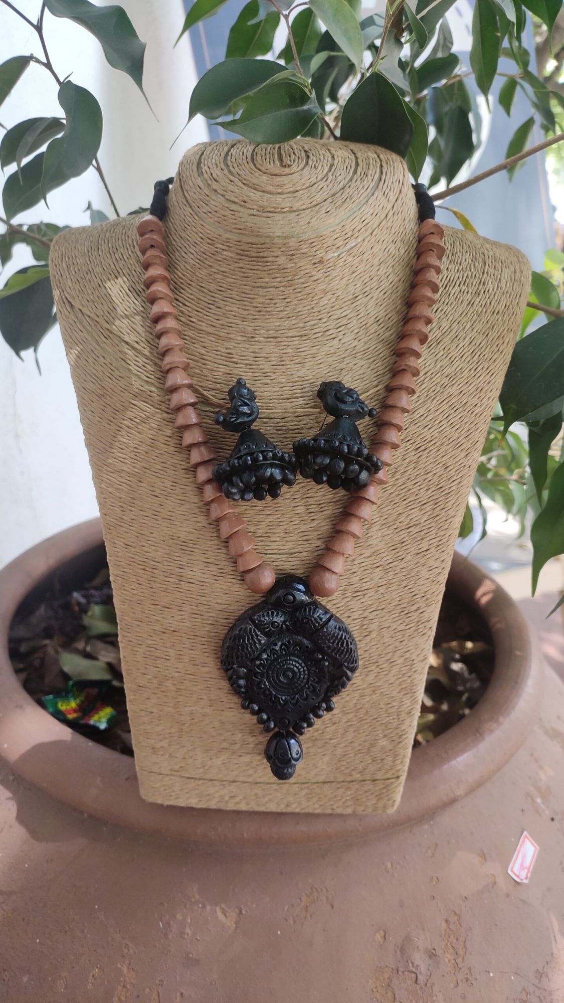 Hand made terracotta Jewellery necklace set